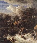 RUISDAEL, Jacob Isaackszon van Waterfall by a Church af USA oil painting reproduction